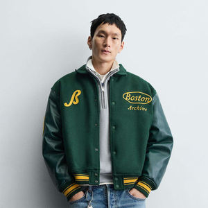 แจ็คเก็ตวาร์ซิตี้ปักลายตามสั่ง แขนหนัง PU สไตล์วินเทจ สำหรับผู้ชายและผู้หญิง รับผลิตจำนวนมากแบบ OEM - Product Image 3