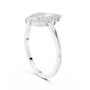 Anillo con Forma de Marquesa en Oro Blanco de 18K con Engaste Pavé Calado, Anillo de Diseño Moderno para Mujer - Product Image 4