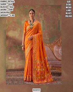 <b>orange</b> Flame <b>Saree</b> - Product Image 1