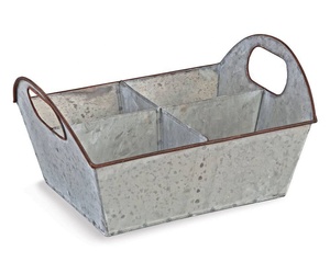 ถาดเสิร์ฟโลหะชุบสังกะสี ดีไซน์สวย พร้อมหูจับไม้ ทรงสี่เหลี่ยมผืนผ้า สไตล์โบราณ ถาดใส่เครื่องมือ ได้รับการรับรองมาตรฐาน EPCH ปรับขนาดได้ คุณภาพดี - Product Image 6