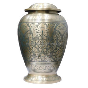 Urnes funéraires pour adultes en laiton de haute qualité et belles conceptions multicolores avec urnes funéraires en métal fini bleu et étain - Product Image 1