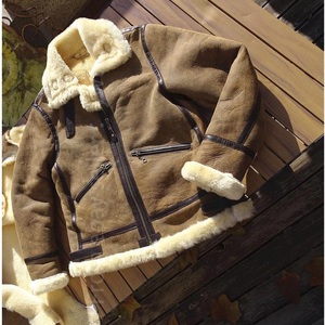 Shearling Men's Vintage Warm Fake Fur Genuine Leather <b>Jacket</b> B3 Bomber <b>Pilot</b> leather <b>jacket</b> for Men - Product Image 4