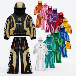 Conjunto Deportivo Urbano con Chaqueta con Capucha y Cremallera y Pantalones Cómodos, Ropa Deportiva Informal para Gimnasio y Fitness, Traje Deportivo de Nailon Resistente al Viento - Product Image 1