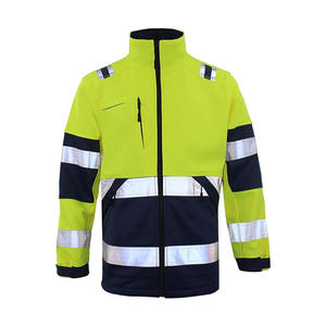 Hi Vis Reflective Work <b>Jacket</b> <b>Men</b> Polyester Safety Uniform High Visibility Construction Wear with Reflective Stripes - Product Image 1