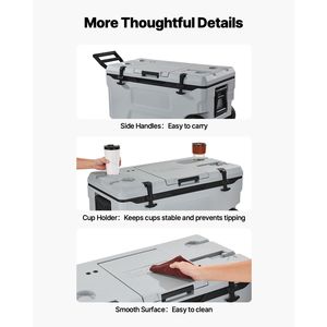Frigo portatile con ruote da 25L in LLDPE resistente, con materiale rigido isolante e portabicchieri - Product Image 5