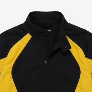 Trending Style Men's Color Block Racer Jacket Stand Collar Zipper Closure Windproof Sporty Style PU Outerwear Autumn Wear - Product Image 5