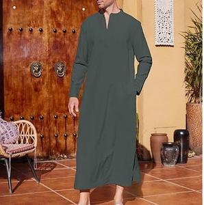 ชุดอิสลามสำหรับผู้ชาย ระบายอากาศได้ดี สง่างาม ชุดโทบแบบเป็นทางการ ตะวันออกกลาง แขนยาว จุบบะห์ ปรับแต่งได้ ผ้าฝ้าย ยาวคลุมเท้า - Product Image 3