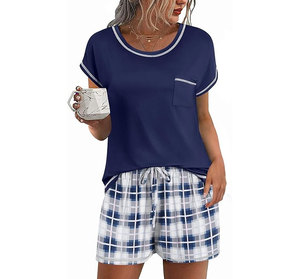 Women 2 Piece <b>Shorts</b> Set O Neck <b>Short</b> Sleeve Loose Fit Solid Color Knitted Top and <b>Shorts</b> Casual Summer Outfit Breathable - Product Image 2