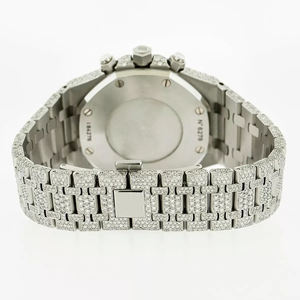 Montre à quartz pour homme en acier inoxydable, style Hip Hop Iced Out, avec diamants Moissanite VVS, bracelet de 20 mm et cadran en verre - Product Image 5