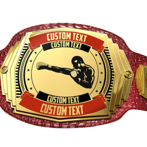 Ceinture de championnat de boxe personnalisée avec texte et design sur mesure, ceinture rouge et or de qualité supérieure pour les événements de boxe et les collectionneurs - Product Image 2