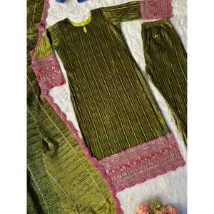 Ropa y accesorios musulmanes tradicionales de diseñador Ropa de fiesta Parte inferior superior y Dupatta - Product Image 6