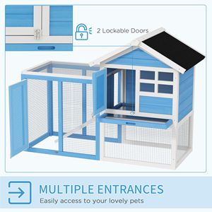Gabbia per Conigli Blu Chiaro da 48 Pollici con Tetto Impermeabile, Vassoio Rimovibile e Rampa, per Interni ed Esterni, per Piccoli Animali - Product Image 5