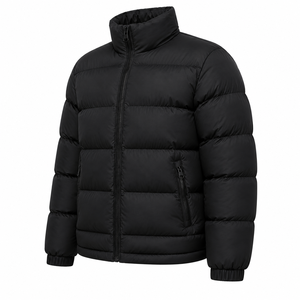 High Quality Solid Color Men Puffer Jacket Thick Padding Windproof Cold Resistant Stand Collar Plain Male Winter <b>Bubble</b> <b>Coat</b> Lot - Product Image 5