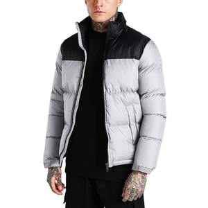 ผู้ผลิต OEM เสื้อแจ็คเก็ตพัฟเฟอร์หนาคุณภาพสูงสำหรับผู้ชาย แฟชั่นกลางแจ้ง พิมพ์ลายตามสั่ง สีดำ ผ้าแคนวาส คอตั้ง โลโก้ด้านหน้า - Product Image 1