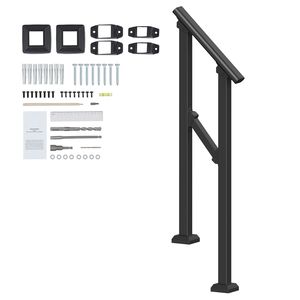 Corrimano in Acciaio al Carbonio per Scale a 1-2 Gradini - Kit di Facile Installazione per Esterni - Product Image 1