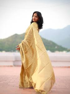 Dernier modèle de Saree en soie Banarasi avec broderie Zari dorée, comprenant un chemisier non cousu, pour mariage, prix de gros, vêtement ethnique SAREESILK - Product Image 1