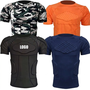 Wholesale Custom <b>Mens</b> Padded Compression Soccer Protective Chest Rib Guard Sports <b>Base</b> <b>Layer</b> crew neck Quick Dry Training jersey - Product Image 1