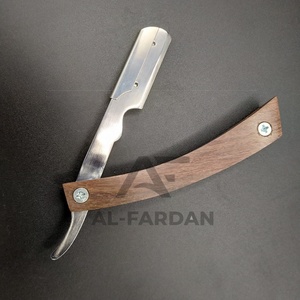 Navaja de afeitar de barbero con mango de madera 100% natural, cuchilla recta intercambiable de un solo filo, tipo Shavette turco - Product Image 1