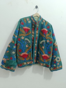 Chaquetas florales con bordado indio, interior de terciopelo, algodón, estilo bohemio, abrigo de invierno, ropa de calle - Product Image 2