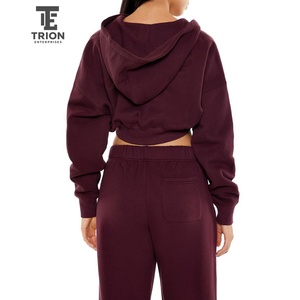 Sudadera con Capucha de Alta Calidad para Mujer, Estilo Urbano, Oversize, Corta, con Cierre, para Invierno - Product Image 2
