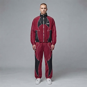 Custom Nylon Lightweight Tracksuit Sets Men's <b>Patchwork</b> Waterproof Windbreaker <b>Jacket</b> and Pants Set OEM Windbreaker Men Sets - Product Image 1