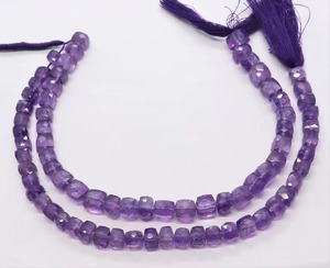 Perles de pierres précieuses en améthyste naturelle du Brésil, forme cube facetté, 6mm 7mm, boîte 3D, prix de gros, en vrac, pour la fabrication de bijoux, brin de 9 pouces - Product Image 3