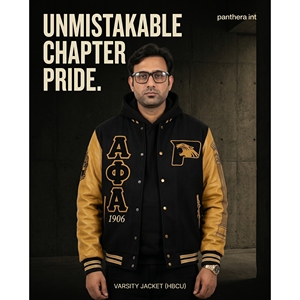 Veste universitaire de style streetwear haut de gamme pour homme, en laine méltone épaisse, avec logo brodé sur le devant en cuir véritable, personnalisable OEM. - Product Image 5