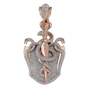 Colgante de Moissanita Personalizado con Letra, Plata de Ley 925, Amuleto Escudo de Cobra con Incrustaciones de Diamantes, Joyería con Corte Brillante Redondo - Product Image 1