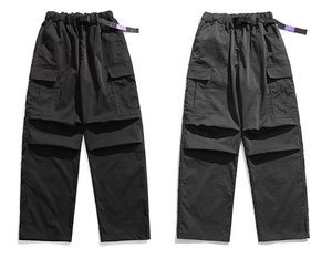 Usine de haute qualité en gros Logo personnalisé 100% Polyester extérieur décontracté taille élastique pantalon droit plusieurs poches pour hommes - Product Image 3