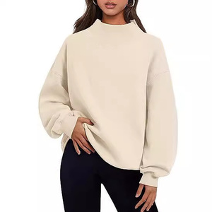 Custom Logo Sequined Crystal Crew Neck Sweatshirt 2025 Fall Winter Solid Loose Front Design for Women - Product Image 2