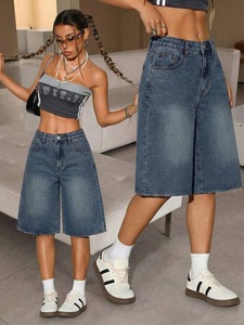 Teen Girls Loose Fit Capri Jeans Casual <b>Denim</b> Pants High Waist <b>Stretch</b> Cotton Ankle Length Fashion Wear Trendy Style WholesaleUS - Product Image 2