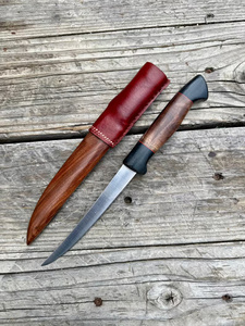 Cuchillo de Filetear de Acero Inoxidable de Grado Industrial Hecho a Mano por A&M Enterprises, con Punta de Gota, Decoración de Palisandro y Brújula, 12 Pulgadas, OEM - Product Image 1