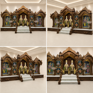 Large Size Swaminarayan Mandir For Community Temples Customized Wooden Altar Mandir for Satsang <b>Halls</b> Pooja Mandirs Manufacturer - Product Image 4