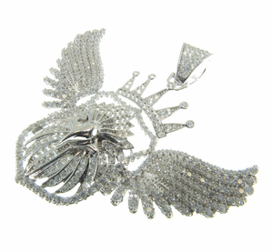Collier Pendentif Ailes d'Aigle Serties de Diamants, Plaqué Rhodium, Breloque Oiseau Doré, Bijou Couronne Diamantée pour Cadeau - Product Image 2