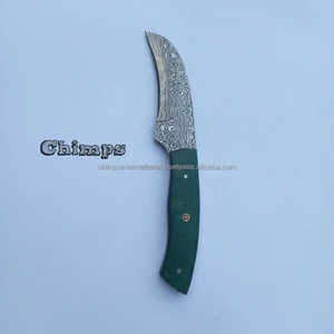 Cuchillo de caza Skinner de acero de Damasco hecho a mano de grado industrial con mango de Micarta y funda de cuero para uso diario OEM - Product Image 2