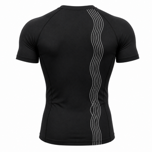 Custom Men's Compression T-Shirt Breathable Quick Dry Gym Running Fitness Base <b>Layer</b> Athletic O-Neck Color Blocked Low Price OEM - Product Image 5