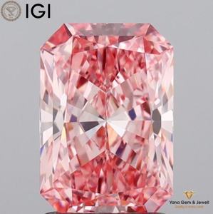 เพชร CVD ขนาด 1.50 กะรัต ได้รับการรับรองจาก IGI สีชมพูสดใส ระดับความสะอาด VVS2 ทรง Radiant สำหรับงานเครื่องประดับ - Product Image 1