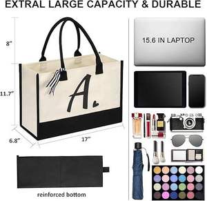 Eco Friendly Jute Picnic Tote <b>Bag</b> with Long Handles for Beach Travel and Shopping - Product Image 3