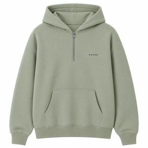 Sweat à capuche surdimensionné à demi-zip avec logo personnalisé, en molleton de coton épais pour homme, vente en gros - Product Image 1