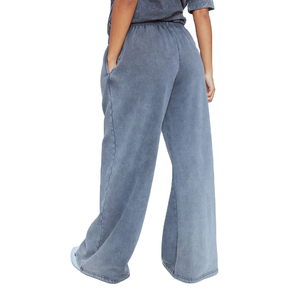 Pantalon large en velours côtelé gris pour homme, taille élastique, délavé, décontracté, automne, mi-lourd, respirant, tissu tissé - Product Image 4
