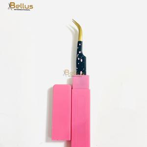 Pince à épiler pour extensions de cils en fibre bleue et noire, en acier inoxydable, haute précision, outil de beauté pour cils - Product Image 4