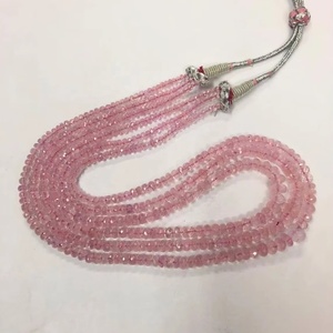 Natural Morganite Faceted Rondelle Beads 3-Strand Necklace - Product Image 1