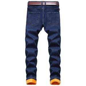 Men's Slim Straight Denim <b>Jeans</b> Winter <b>Fleece</b> Lined Warm Casual Long Pants - Product Image 2