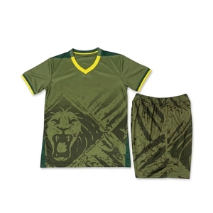 Conjunto de Camiseta de Fútbol para Niños con Estampado de León Rosa, Cuello en V, Manga Corta, Uniforme Sublimado, 100% Poliéster, Absorbe la Humedad - Product Image 5