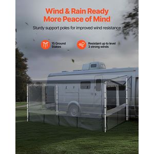 16-17 ft RV Awning <b>Sun</b> <b>Shade</b> Room Compatible with Awnings Featuring Ventilated Mesh Windows and Door - Product Image 6