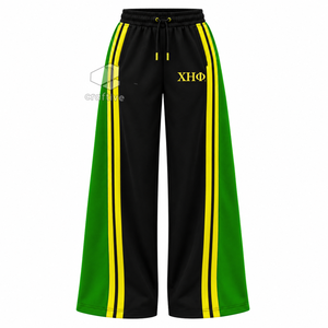 ชุดวอร์มผู้หญิงลายทางสีเขียวเหลือง แบรนด์ Chi Eta Phi Sorority ประกอบด้วยเสื้อแจ็คเก็ตซิปและกางเกงขายาวเข้าชุด - Product Image 4