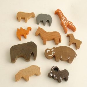 Figurines d'animaux en bois faites à la main, découpées, autoportantes, décoration d'intérieur, lot de 5 nouveaux animaux en bois faits à la main - Product Image 3