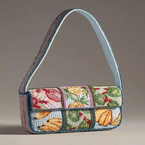 Sac à main brodé de perles à motif de fruits décoratifs, idéal pour les fêtes, sac bandoulière, pochette de soirée bohème - Product Image 1