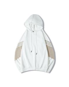 Sudadera con Capucha Extra Grande para Hombre, Diseño Color Block, Estilo Casual, Tejido de Algodón, Color Blanco Beige, Estilo Otoñal - Product Image 1