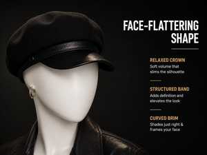 Gorra Newsboy para Mujer, Visera de Cuero Sintético, Uso Diario Informal, Accesorio de Primavera y Otoño, Estilo Retro, Gorro de Panadero, Elegante y a la Moda - Product Image 2
